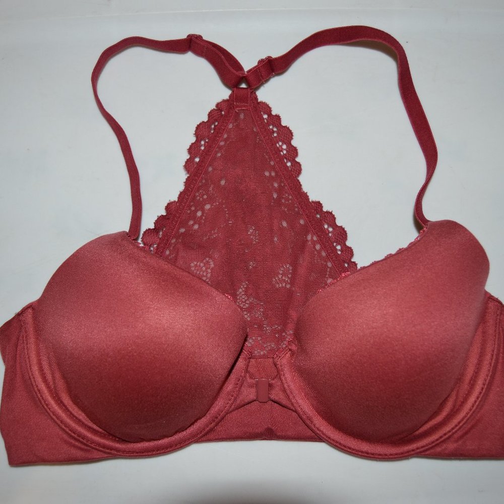Victoria's Secret Body By VS racerback demi maroon bra 32C EUC